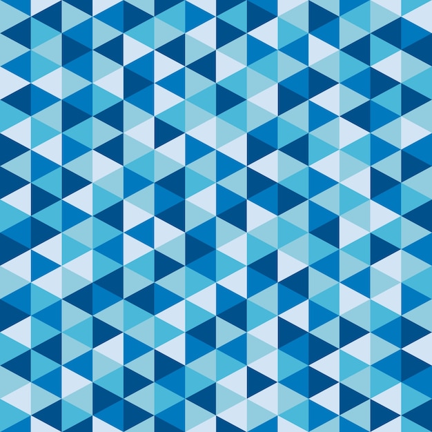 Blue Triangular Mosaic Abstract Seamless Pattern.