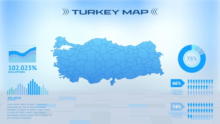 Vektör blue turkey map with states political turkey infographic map vector illustration