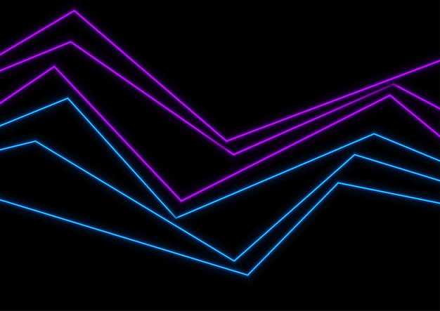 Blue ultraviolet neon curved lines abstract background. Vector retro tech design