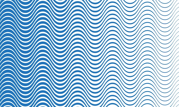 Blue Wavy Lines Abstract Composition
