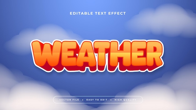 Blue white and orange weather 3d editable text effect font style