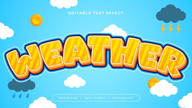 Blue white and orange weather 3d editable text effect font style
