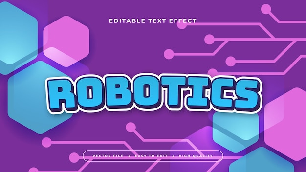 Blue white and purple violet robotics 3d editable text effect font style