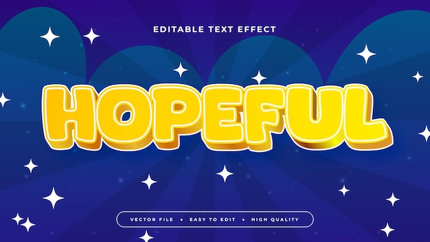 Blue yellow and white hopeful 3d editable text effect font style