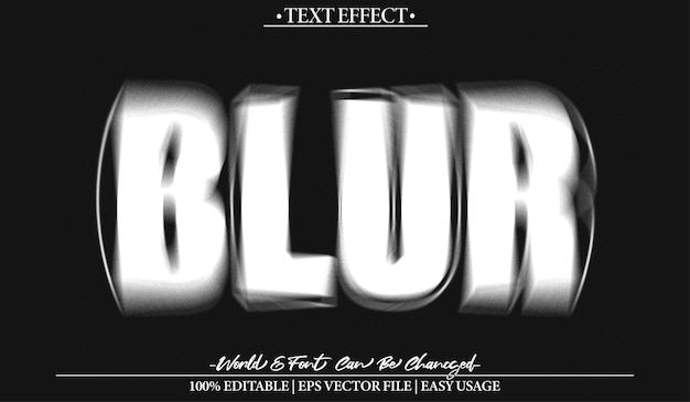 Blur Vector Text Effect Editable Alphabet Smoke Fog Blurred Motion Black White