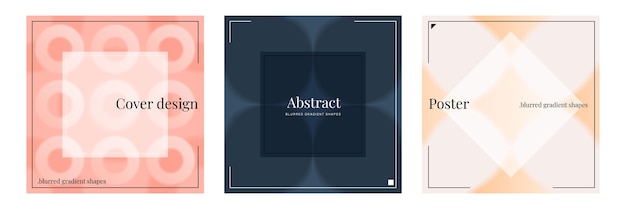 Blurred gradient realistic shapes square cards template with circular and square figures