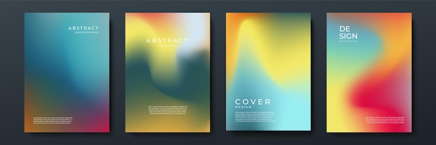Blurred vivid vibrant backgrounds set with modern abstract blurred color gradient patterns. Smooth templates collection for brochures, posters, banners, flyers and cards. Vector illustration.