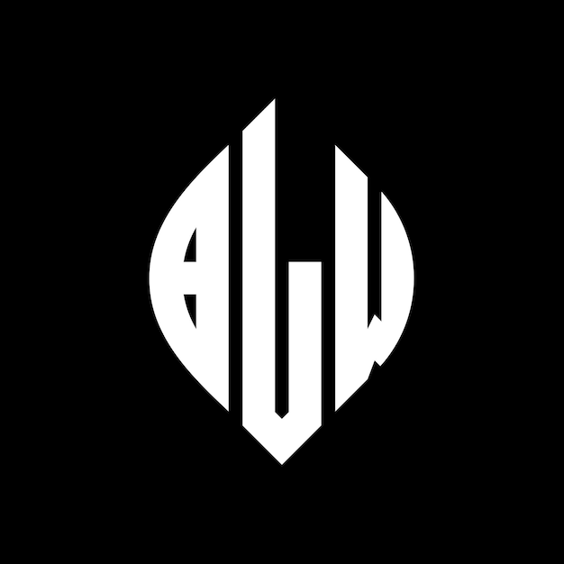 BLW circle letter logo design with circle and ellipse shape BLW ellipse letters with typographic style The three initials form a circle logo BLW Circle Emblem Abstract Monogram Letter Mark Vector