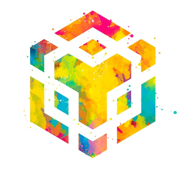 BNB sign watercolor rainbow splash paint cryptocurrency concept