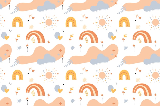 Bohemian baby pattern Seamless baby pattern in boho style