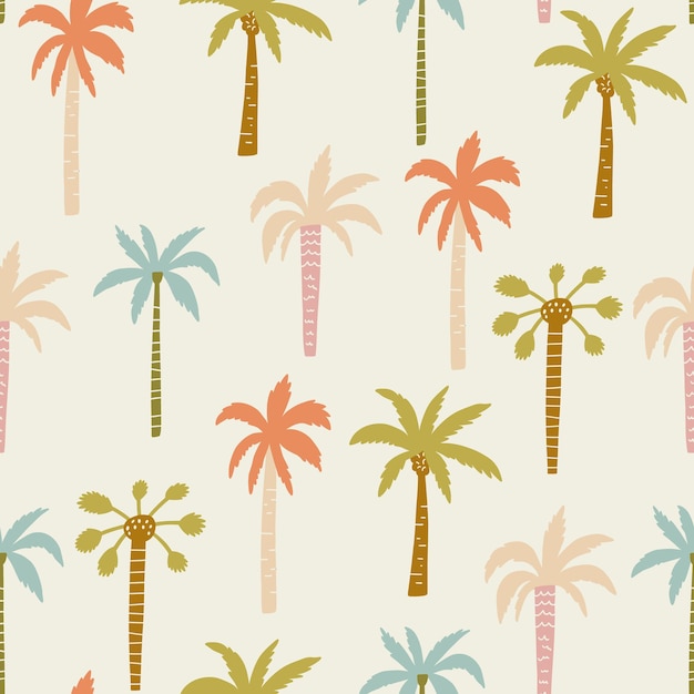 Boho Palm Tree Seamless Pattern