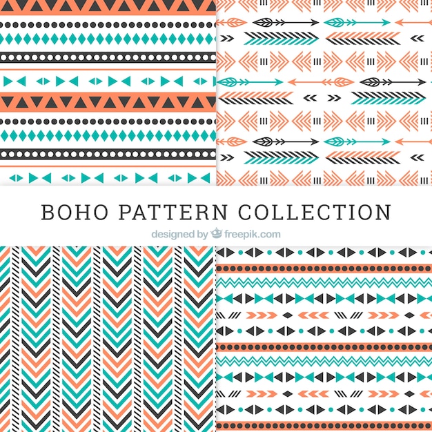 Boho pattern collection with flat design