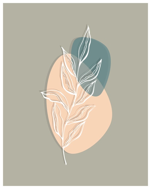 Boho style abstract background minimalism doodle decor Vector illustration