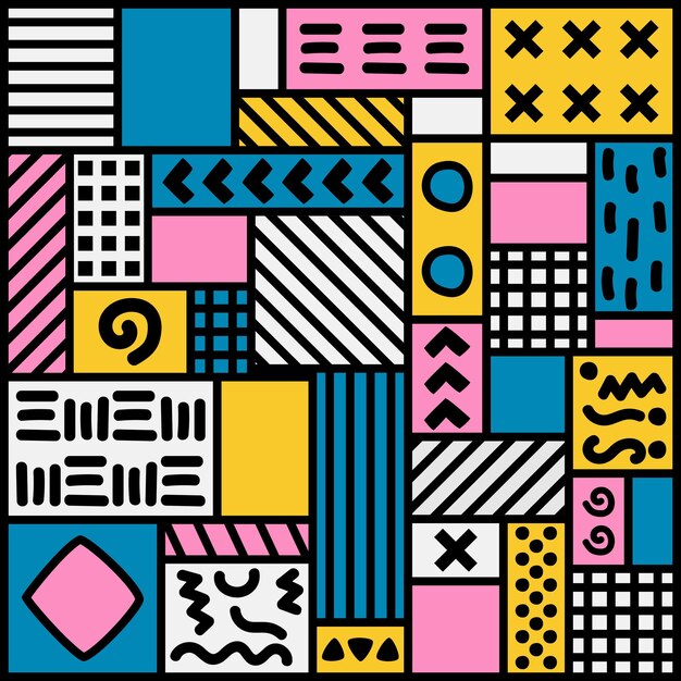 bold abstract memphis doodle pattern