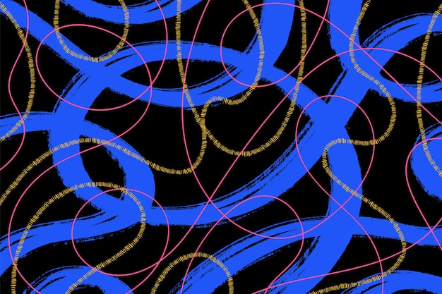 Bold grunge hand drawn doodle abstract wavy noodle lines geometric abstract curvy swirls playful