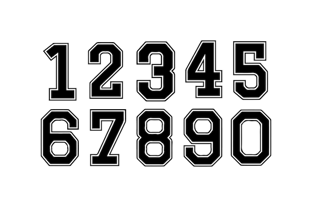 Bold Number Set in Classic Font Style Vector icon