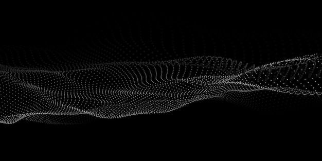 Bølge 3d Abstrakte bølgedutter i mørk baggrund Big data Teknologi vektor baggrund