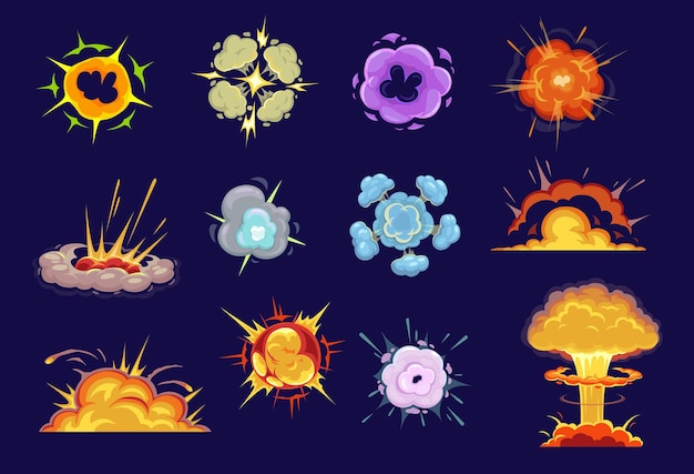 Bomb explosion isolated icons