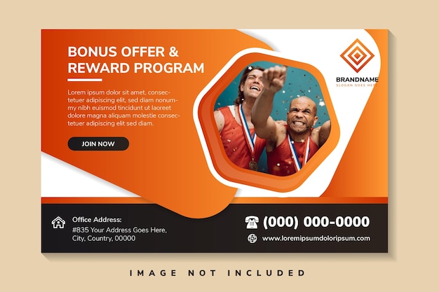 bonus offer and reward program banner. horizontal layout vector background template for page covers