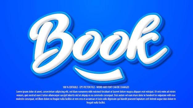 book 3d bold editable text effect