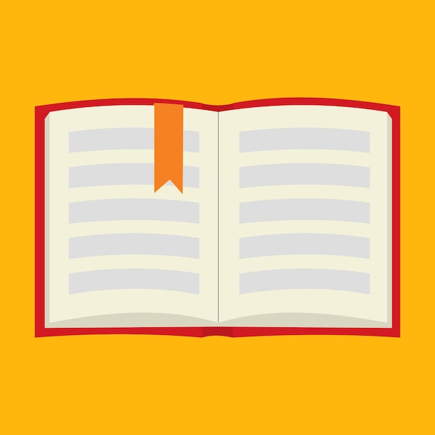 Book flat icon isolated on yellow background