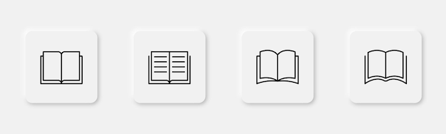 Book icon set Line book icon Library book symbol Open and close textbook