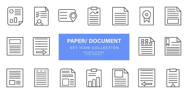 book icons paper and file icon set Collection of document icons paper and file vector icon set
