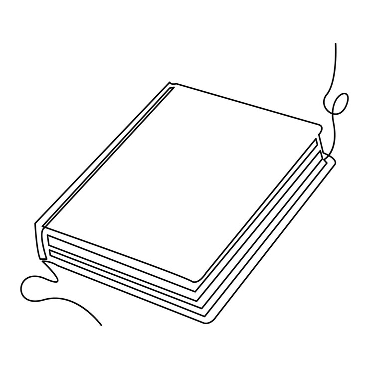 Book one line continuous outline vector art drawing and simple minimalist design