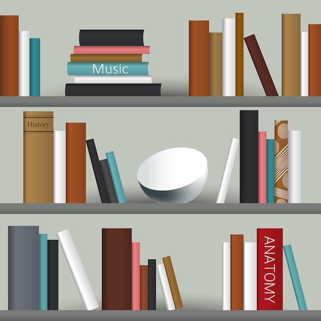 Book shelf Vector illustration Bookstore indoor