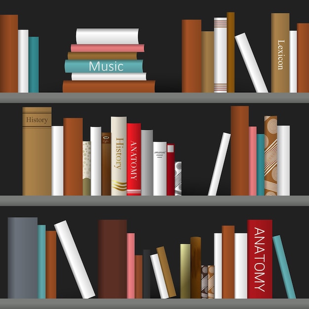 Book shelf Vector illustration Bookstore indoor