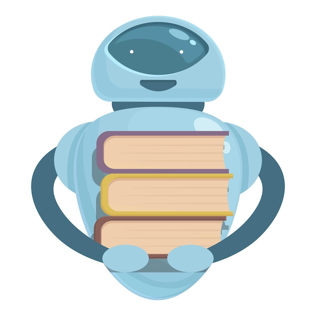 Book stack bot icon cartoon vector Business study Money education