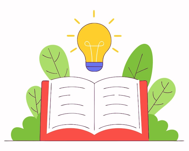 Book With Lightbulb Cartoon Vector Icon illustration
