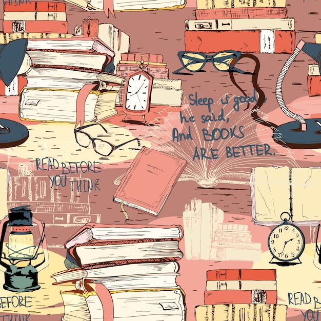 Books reading seamless background