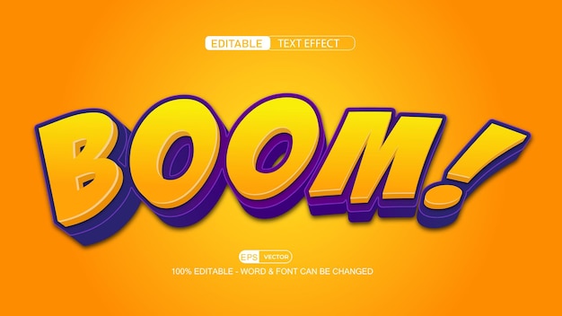 Boom comic style editable text effect vector EPS with comic background