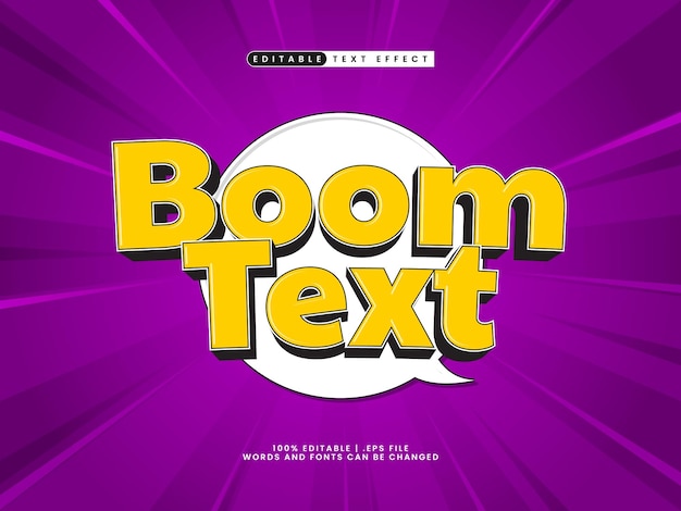 boom text editable text effect in comic and cartoon text style