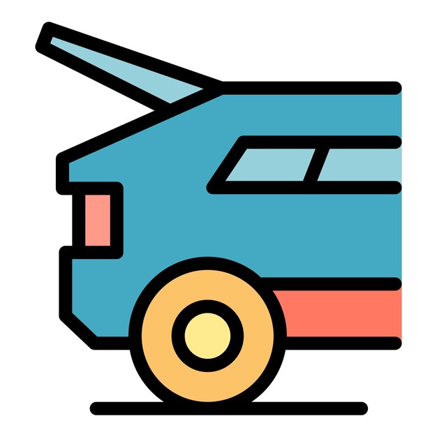 Boot car icon Outline boot car vector icon color flat isolated