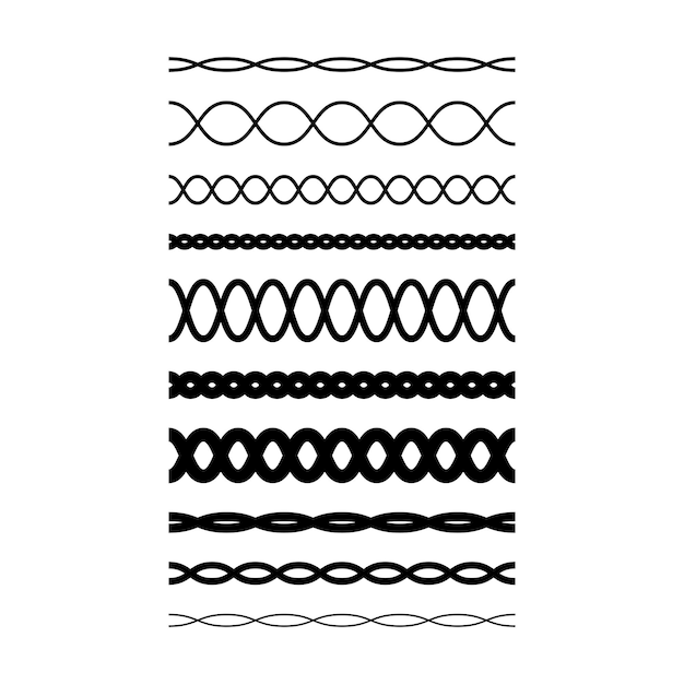 border frame wavy line divider geometric shape element horizontal zigzag seamless pattern stroke outline illustration