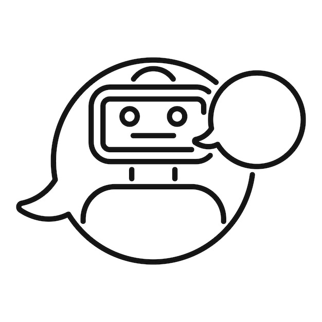 Bot chat support robot icon outline vector Ai contact help