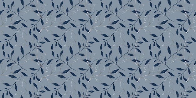 Botanical pattern with silver leaves