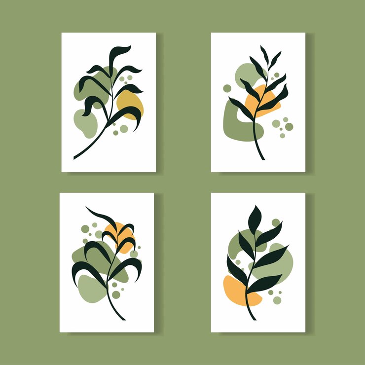 Vektör botanical wall modern posters aesthetic art vector illustration