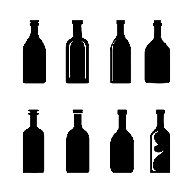 Bottle icon set over white background silhouette style concept vector illustration