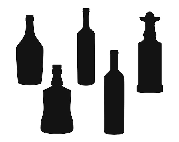 Bottles isolated vector Silhouettes
