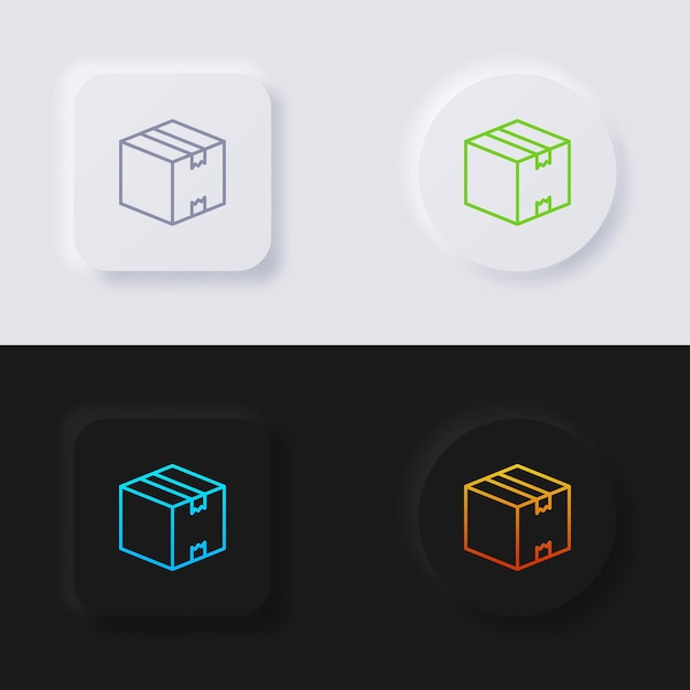 Box icon set Multicolor neumorphism button soft UI Design for Web design Application UI and more Icon set Button Vector