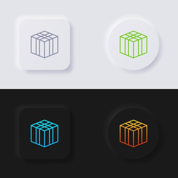 Box icon set Multicolor neumorphism button soft UI Design for Web design Application UI and more Icon set Button Vector