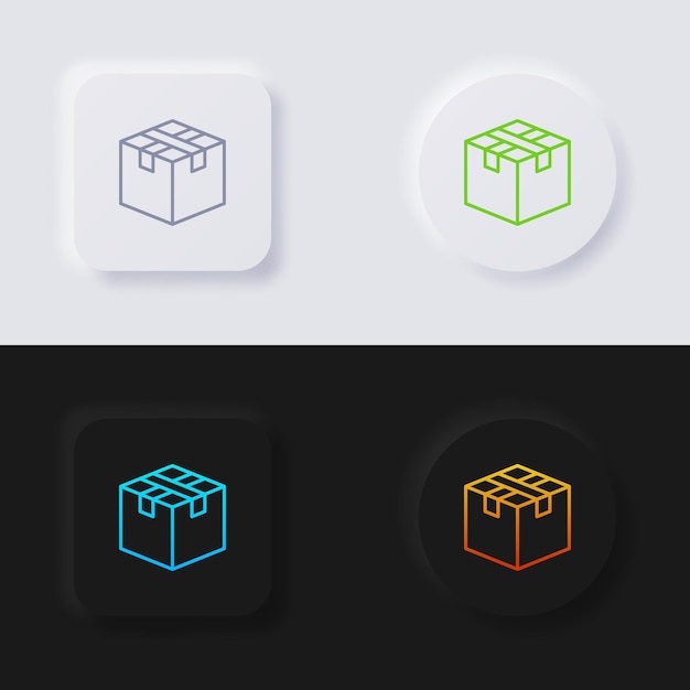 Box icon set Multicolor neumorphism button soft UI Design for Web design Application UI and more Icon set Button Vector