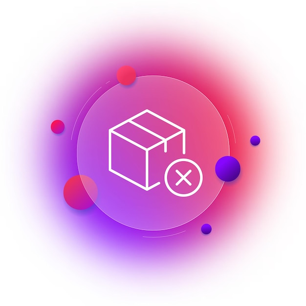 Box with a cross line icon Package packing shipping wrapping logistics service gift wrap packaging cardboard wooden cancel pack Delivery concept Glassmorphism style Vector line icon