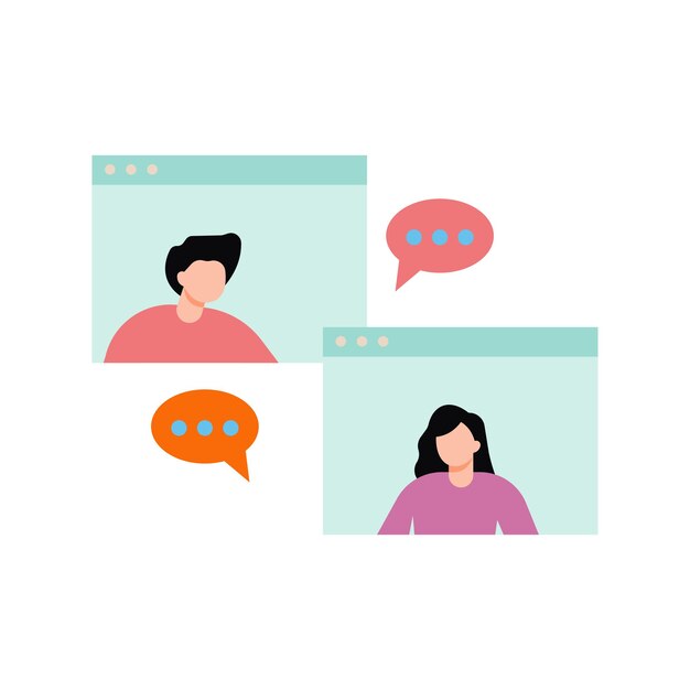 Boy and girl chatting on web page