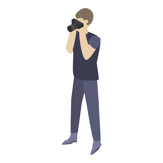 Boy photographer icon Isometric of boy photographer vector icon for web design isolated on white background