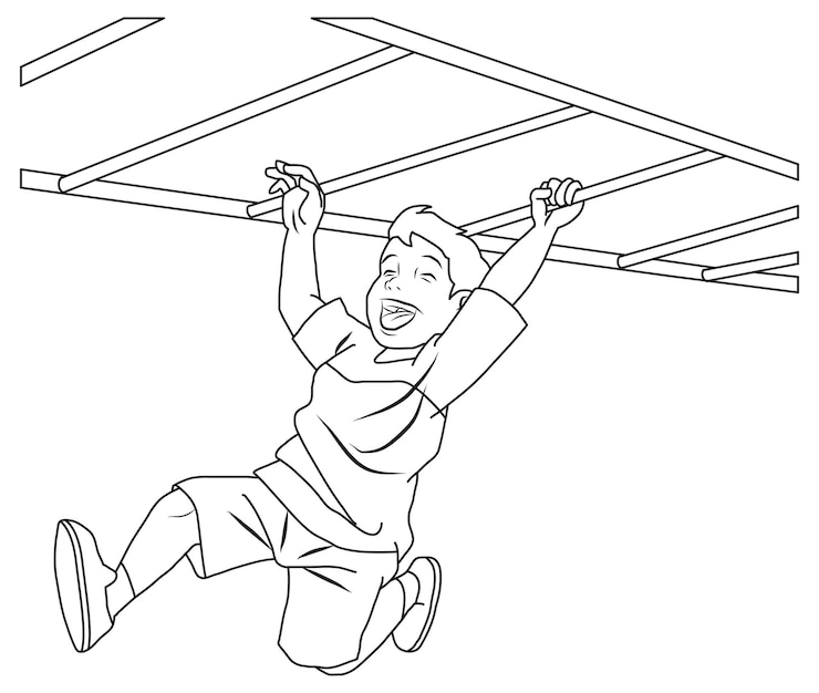 Vektör boy plays hanging pole