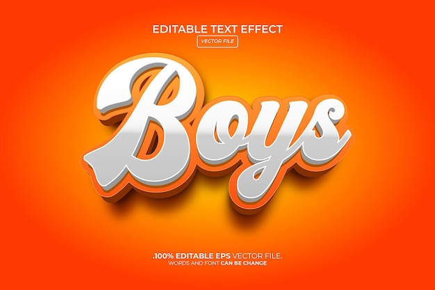 boys 3d text effect